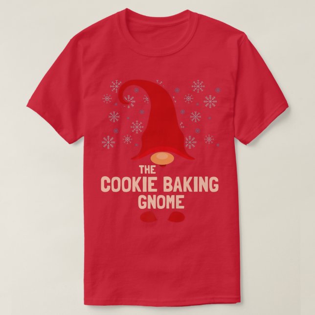 Cookie Baking Gnome-julfamiljen matchande T Shirt (Design framsida)