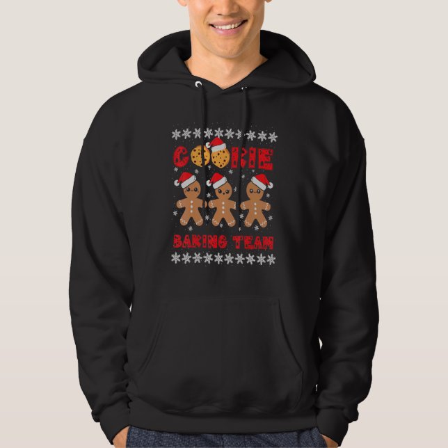 Cookie Baking Team Gingerbread Men with Xmas Hats  Hoodie (Framsida)