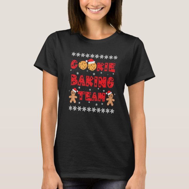 Cookie Baking Team Gingerbread Men With Xmas Hats  T Shirt (Framsida)