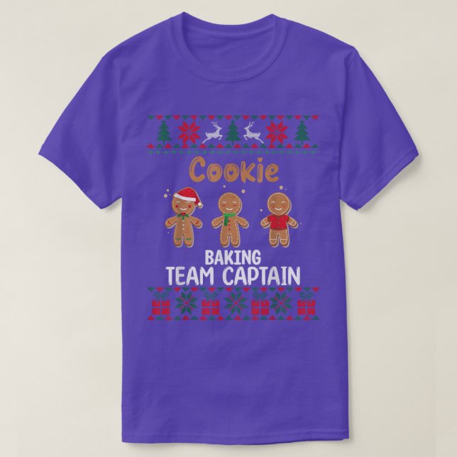 Cookie Baking Team Kapten God jul, Ugly Christma T Shirt (Design framsida)