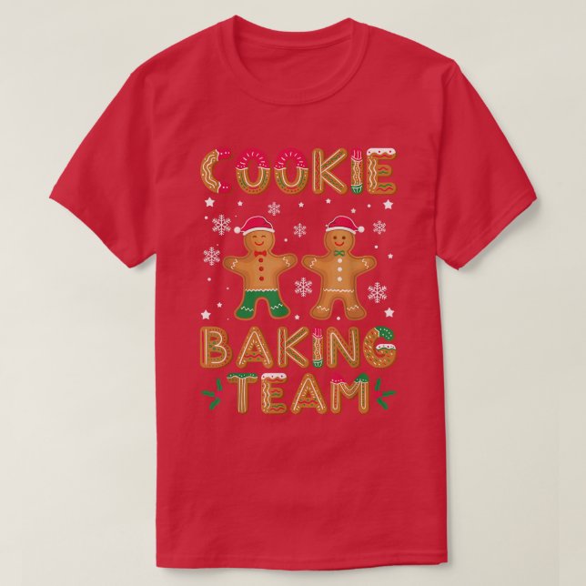 Cookie Baking Team Santa Cookie Baker Gingerbröd T Shirt (Design framsida)