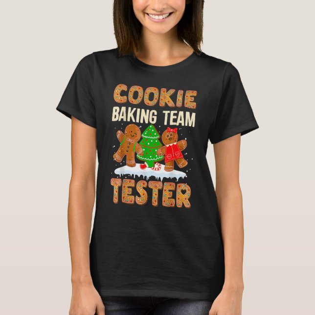 Cookie Baking Team Tester Gingerbröd Julfar T Shirt (Framsida)
