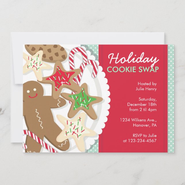 Cookie-byte för julparsinbjudningar inbjudningar (Framsida)