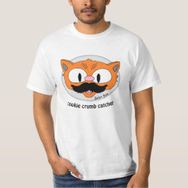 Cookie Crumb Catcher Mustache Humor Tecknad Cat T Shirt