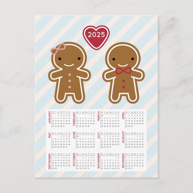 Cookie Cute Gingerbrowe par 2025 Calendar Vykort (Framsida)