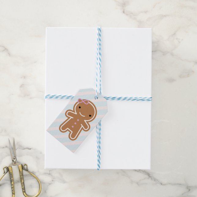 Cookie Cute Kawaii Gingergold Girl Presentetikett (Med Snöre)