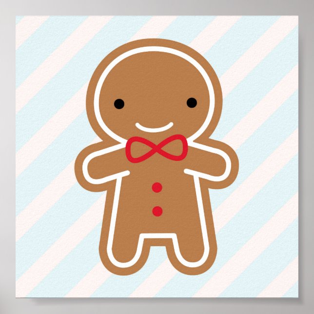 Cookie Cute Kawaii Pepparkaksgubbe Poster (Framsidan)