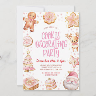 Cookie Decororation Rosa-Julfesten Jul Inbjudningar