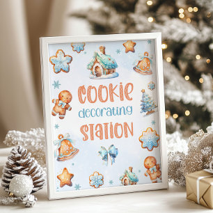 Cookie dekorerar station Blue-juldagen Poster