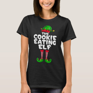 Cookie Eating Elf Matching Family jul Pajama T Shirt