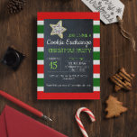 Cookie Exchange Chalkboard Red and Grönt Rand lg Inbjudningar<br><div class="desc">Fira Helgdagarna i Söt stil med de här Cookie Exchange-inbjudningarna.  Varje fält är fullt anpassade att säga precis vad ni vill!</div>