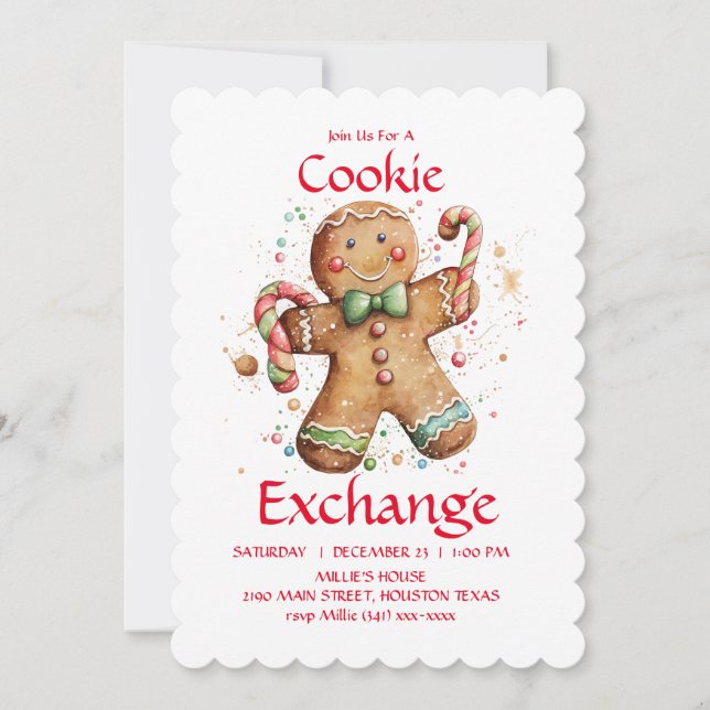 Cookie Exchange-gruppinbjudan som du anpassar Inbjudningar (Framsida)
