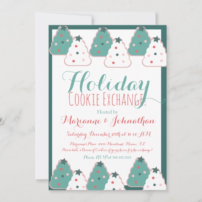 Cookie Exchange Julgran Julfirande Inbjudningar (Framsida)