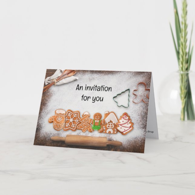 Cookie Exchange-tema för Gingerbrowe Party Inbjudan (Framsida)