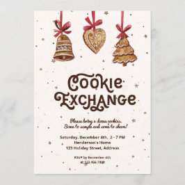 Cookie Exchange Watercolor Gingerbröd Ornaments Inbjudningar