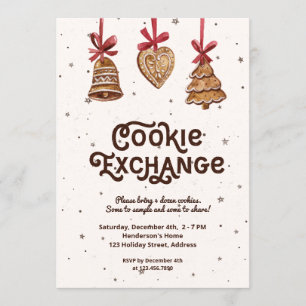 Cookie Exchange Watercolor Gingerbröd Ornaments Inbjudningar