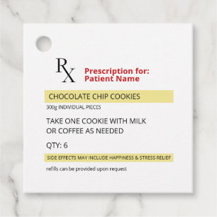 Cookie-favorittaggar för Rx-Novelty för Rx-förskri Gåvor Etiketter