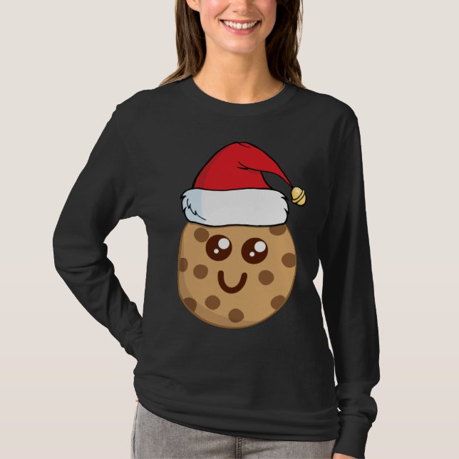 Cookie For Santa Cute Wearing a Santa Hat T Shirt (Framsida)