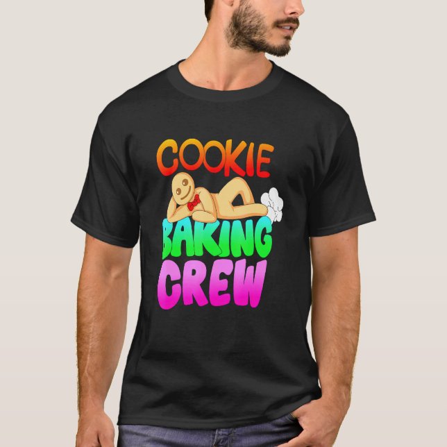 Cookie Gingerbröd Bakery Crew Man Jultid T Shirt (Framsida)
