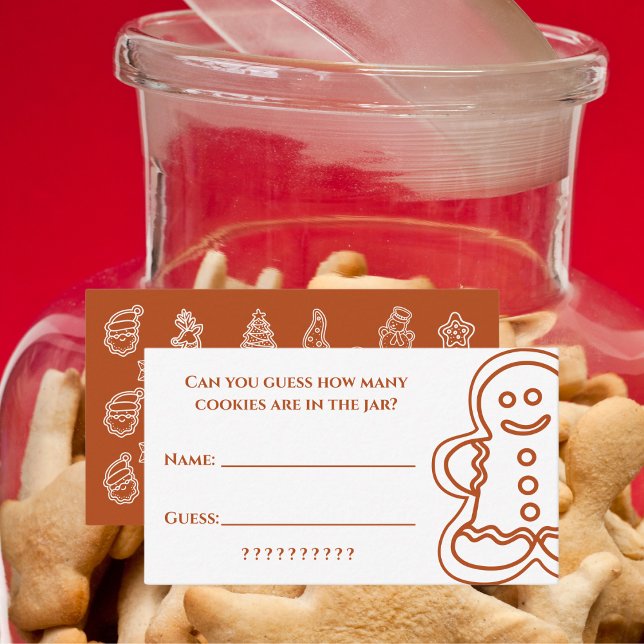 Cookie Guessing Game| Party Brown jul Anteckningskort (Add this game to your Christmas party, and use this notecard to ensure smooth play. Get yours today!)
