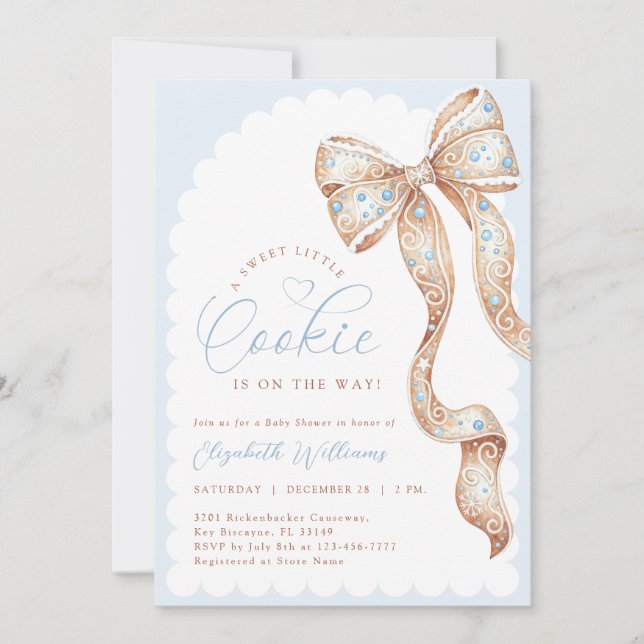 Cookie Icy Blue Bebis Shower Inbjudan (Framsida)