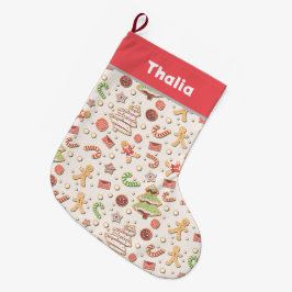 Cookie-jul Mönster - Söt och festlig Stor Julstrumpa