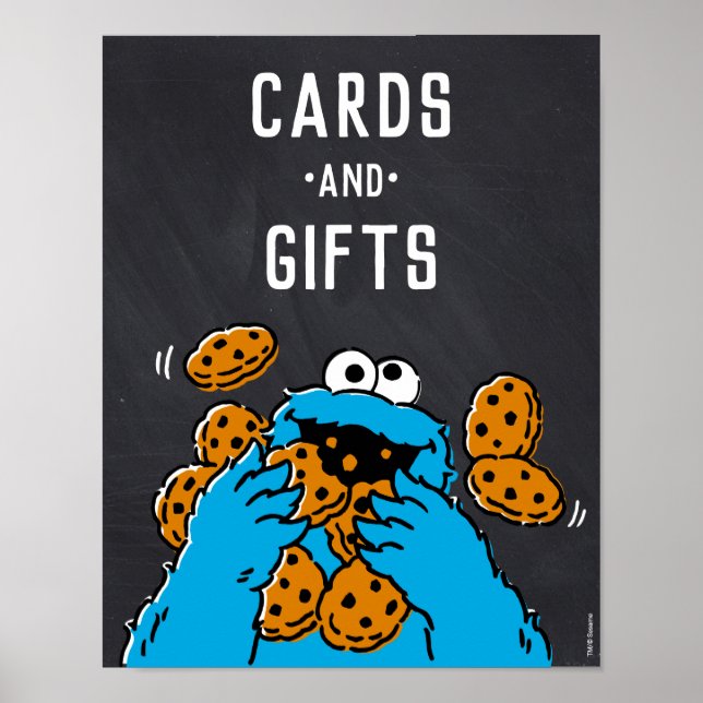 Cookie Monster 1:a födelsedagskort och gåvor Poster (Framsidan)