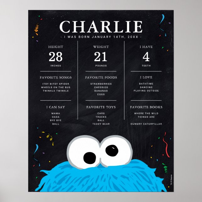 Cookie Monster | 1:a födelsedagsmilstolpen Poster (Framsidan)