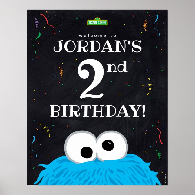 Cookie Monster | 2-års födelsedags välkomsthälsnin Poster (Framsidan)