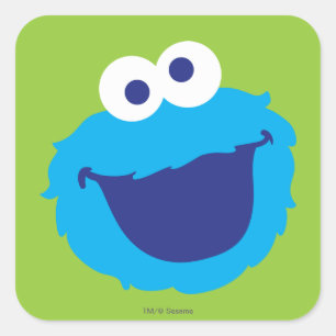 Cookie Monster Ansikte Fyrkantigt Klistermärke