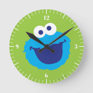 Cookie Monster Ansikte Rund Klocka