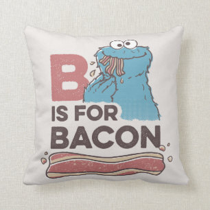 Cookie Monster B är för Bacon Kudde