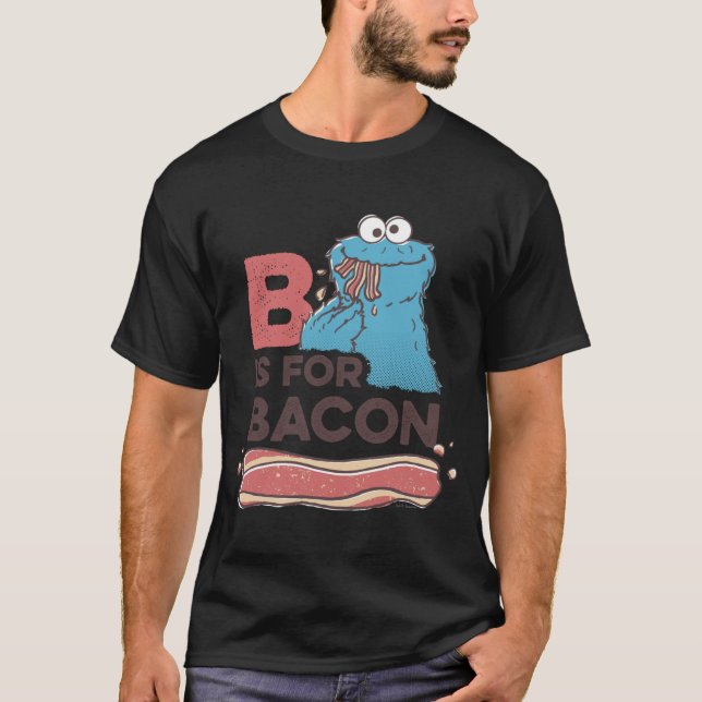 Cookie Monster B Is For Bacon  T Shirt (Framsida)