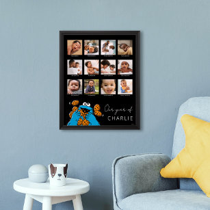 Cookie Monster   Baby första året - Photo Collage Poster