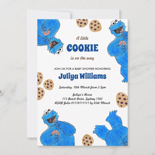 Cookie Monster Baby Shower Invitation Inbjudningar (Framsida)
