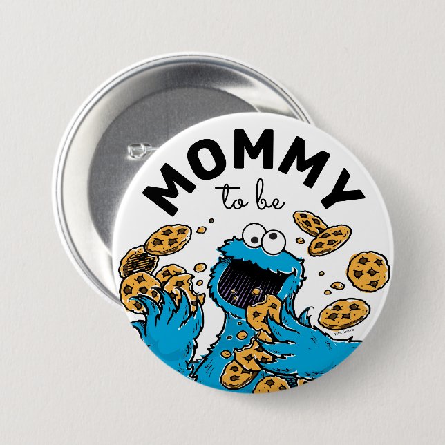 Cookie Monster Baby Shower-Mamma att vara Knapp (Framsida & baksida)