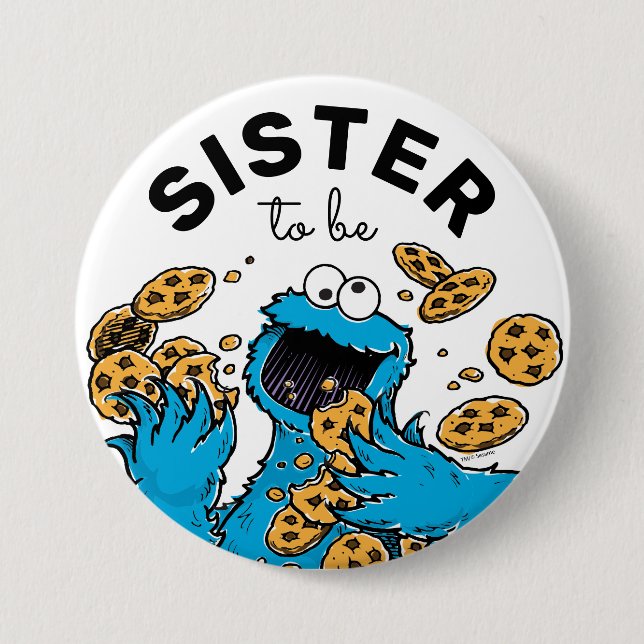 Cookie Monster Baby Shower Sister ska vara Knapp (Framsida)