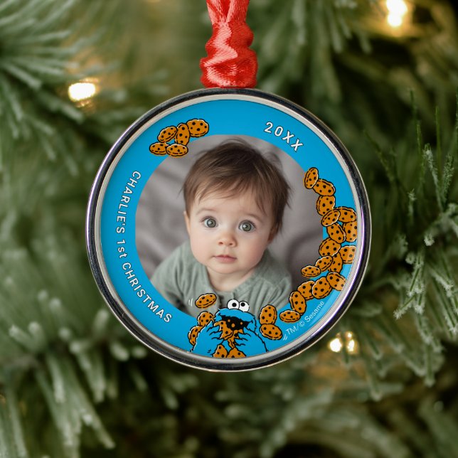 Cookie Monster Baby's 1st Christmas Photo Metal Or Julgransprydnad Metall (Träd)