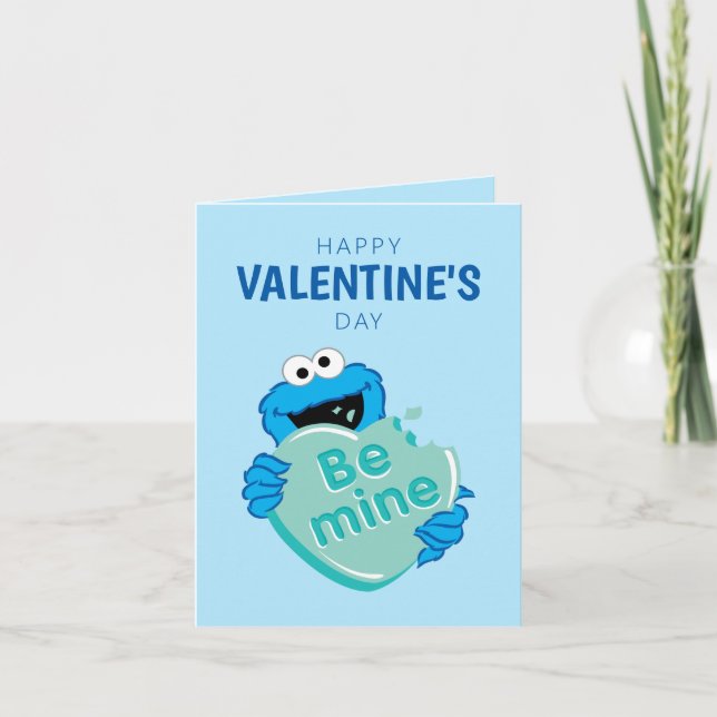 Cookie Monster "Be Mine" Alla hjärtans dag hjärta  Anteckningskort (Framsida)