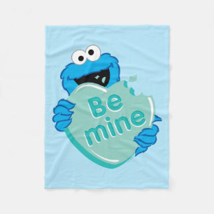 Cookie Monster "Be Mine" Valentines hjärtgodis Fleecefilt