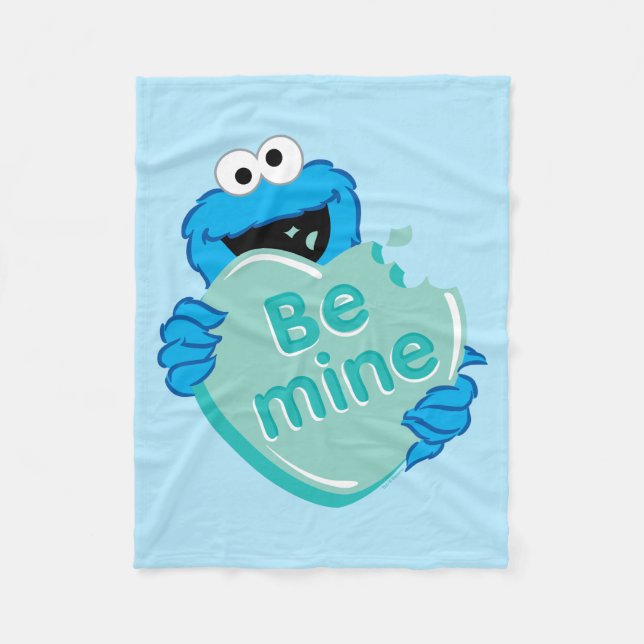 Cookie Monster "Be Mine" Valentines hjärtgodis Fleecefilt (Framsidan)