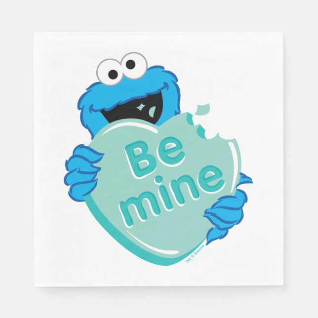 Cookie Monster "Be Mine" Valentines hjärtgodis Pappersservett (Framsidan)