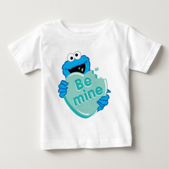 Cookie Monster "Be Mine" Valentines hjärtgodis T Shirt (Framsida)