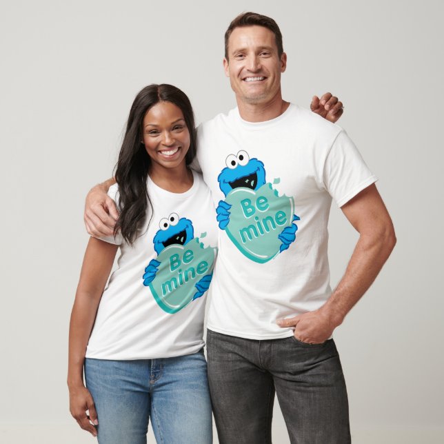 Cookie Monster "Be Mine" Valentines hjärtgodis T Shirt (Unisex)