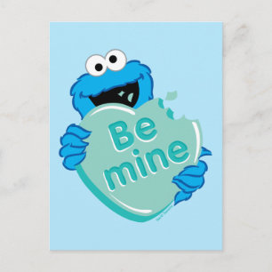 Cookie Monster "Be Mine" Valentines hjärtgodis Vykort