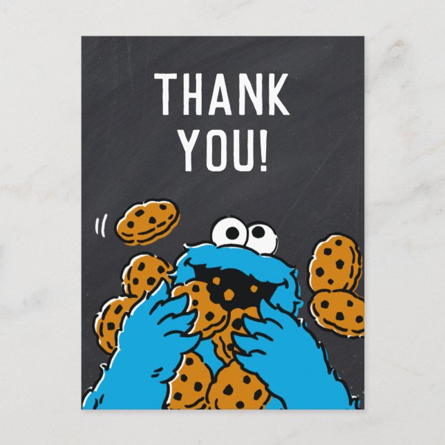 Cookie Monster Birthday Chalkboard Tack Vykort (Framsida)