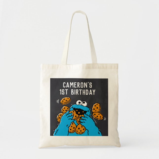 Cookie Monster Birthday Chalkboard Tygkasse (Framsidan)