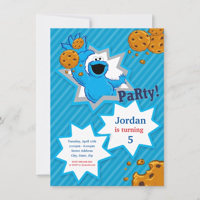 Cookie Monster Birthday Inbjudningar (Framsida)