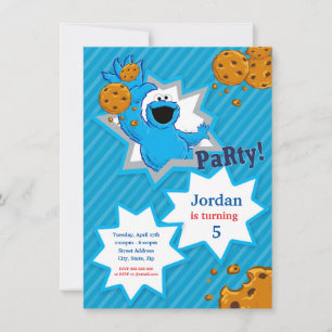 Cookie Monster Birthday Inbjudningar