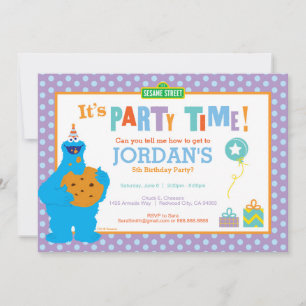 Cookie Monster Birthday Inbjudningar